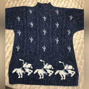 Vintage Lord Isaacs Rodeo Cowboy Sweater Bronc Rider Knit Size M